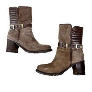 Napoleoni Brown Suede Block Heeled Boots Size 39